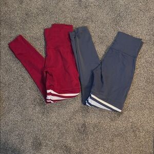 Bombshell Red and Blue Leggings with Striped Detail